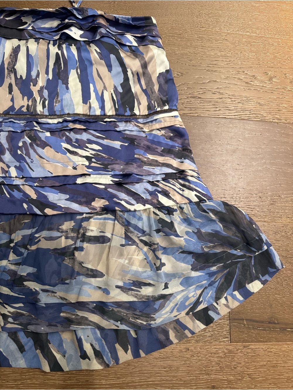 Blue Abstract Halter Ruffle Mini Dress - Picture 5 of 6